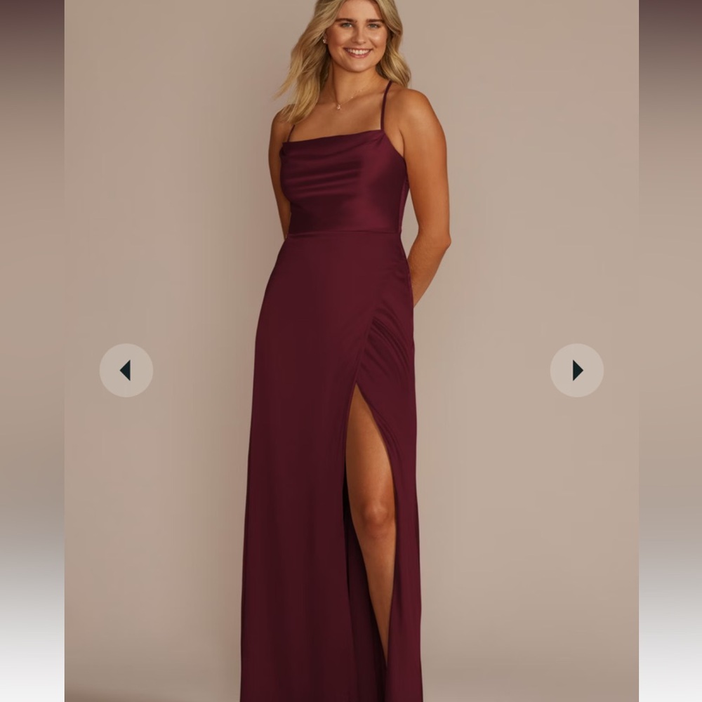 David's Bridal Stretch Charmeuse Cowl Neck Dress